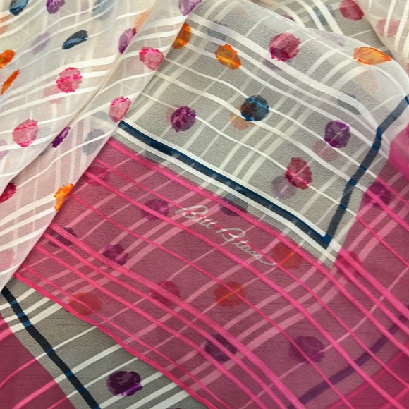 90’S BILL BLASS SILK SCARF PINK PURPLE VINTAGE - Picture 10 of 10